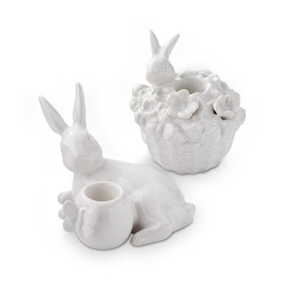 Sculptural Bunny Tiny Taper Holders, Set of 2 | Williams-Sonoma