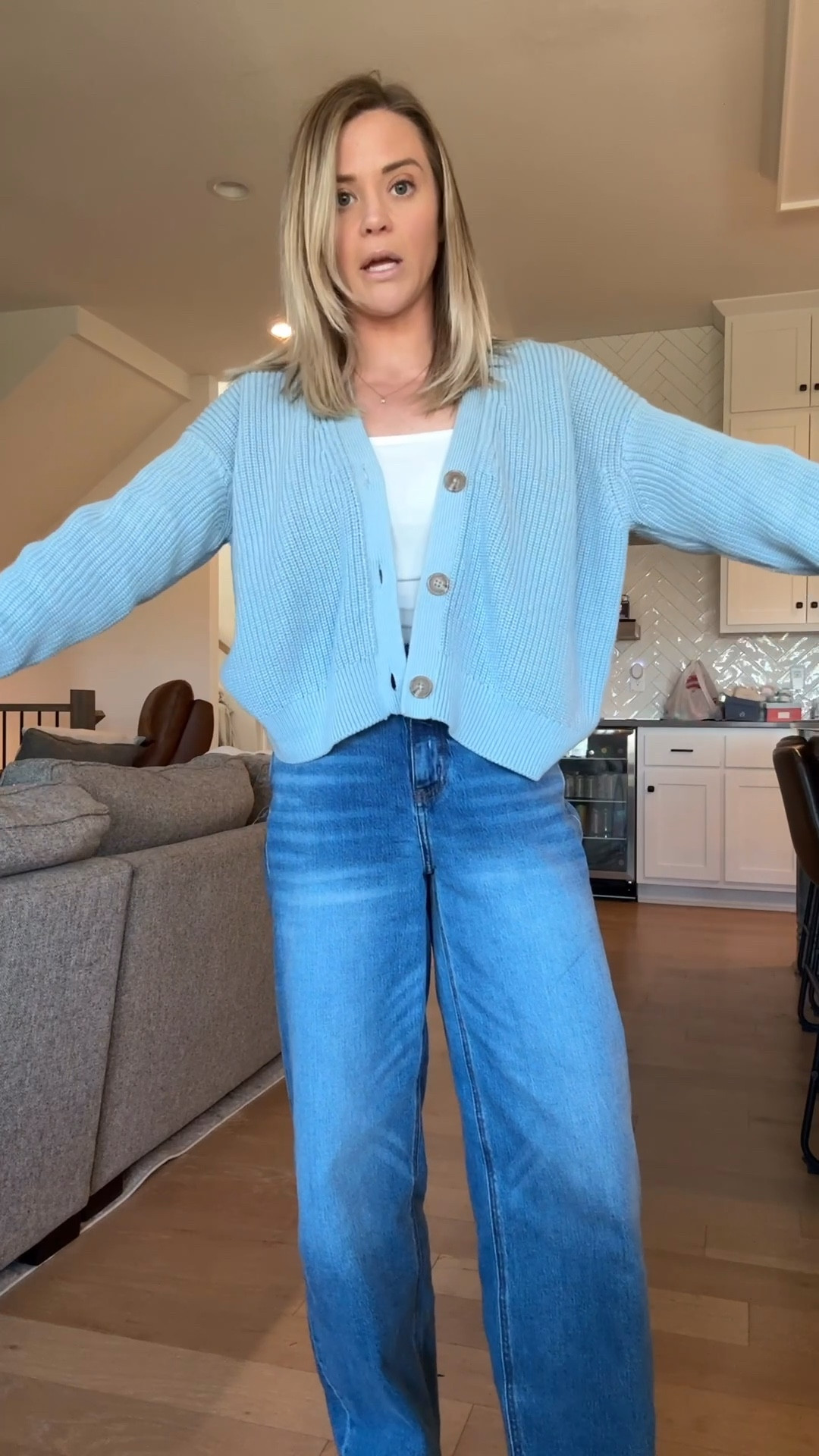 Easy spring outfit idea! Cardigan and jeans from quince 
White top is part of an Amazon 5-pack of bodysuits 

Target shoes / sneakers 



#LTKmomlife #LTKPetite #LTKootd