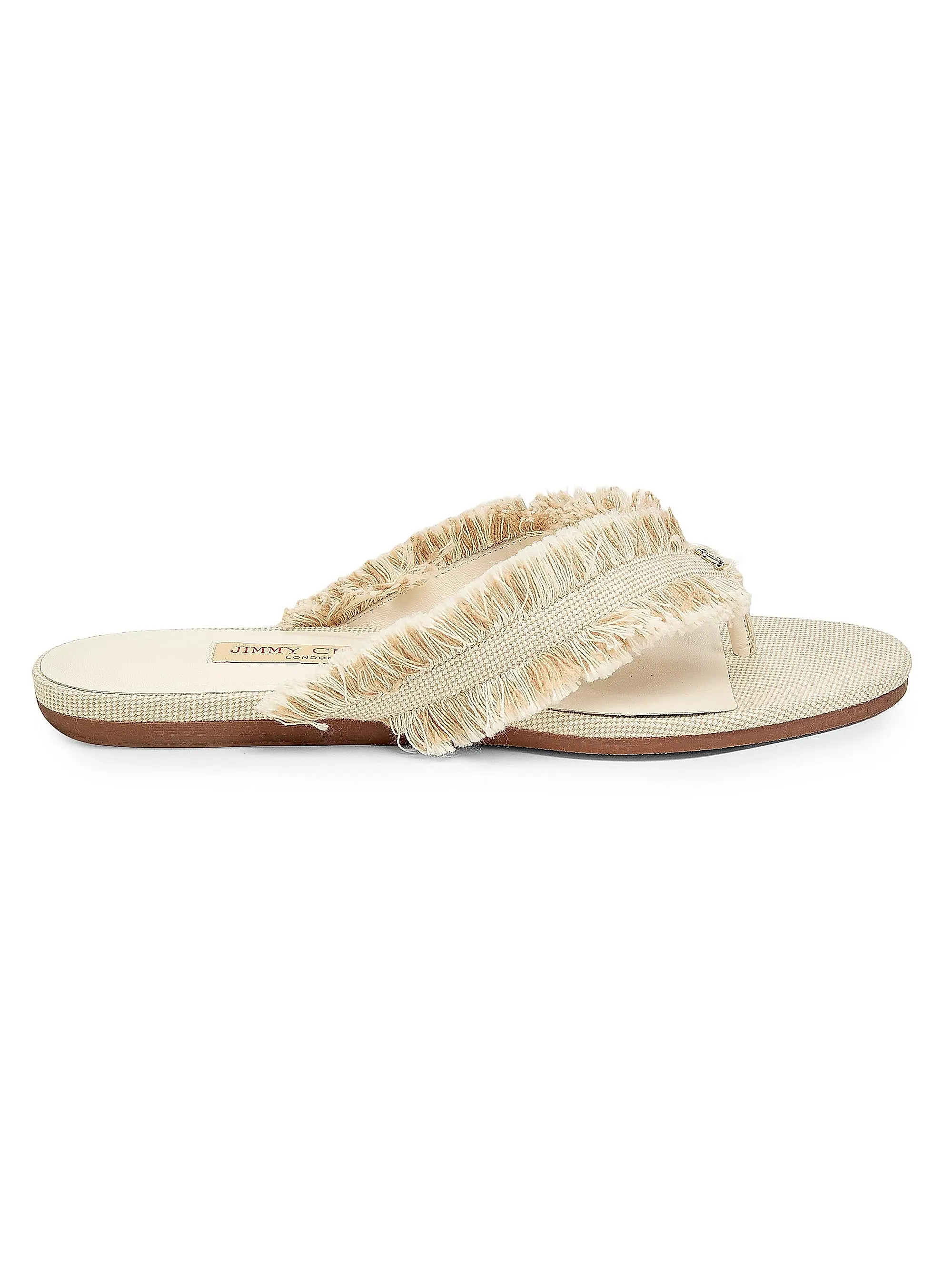 Jimmy Choo Riviera Bay Frayed Flecked Canvas Sandals | Saks Fifth Avenue | Saks Fifth Avenue