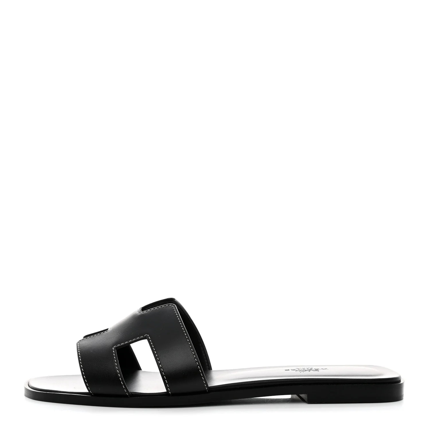 HERMES Box Calfskin Oran Sandals 39 Black | FASHIONPHILE (US)