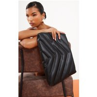 Black Diagonal Quilted Clutch Bag | PrettyLittleThing CAN