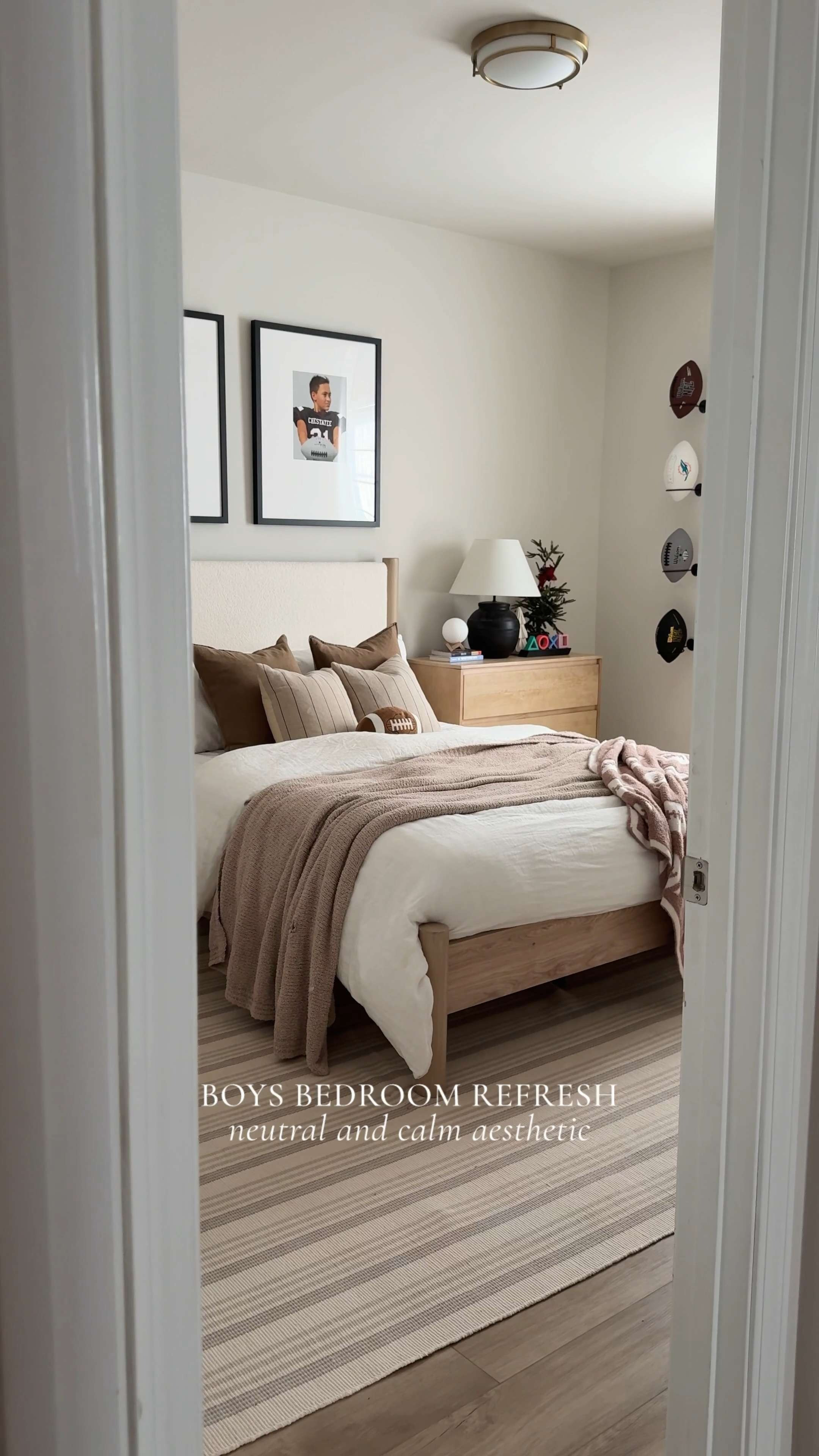  Boys bedroom refresh with @rugs_usa

We added in the prettiest stripe handwoven cotton rug to Carter’s room for add the tiniest bit of subtle color — it’s hard to pick up on camera back the stripes lean more gray/blue in person.

The stripes compliment his neutral aesthetic while still having pops of his personality throughout the room: His football collection, ramen trinket container, all the gaming accessories (part two of his new desk set up coming soon!), LED lights and all the fun throws.

#RugsUSA#AD @Shop.LTK #liketkit 


 

#LTKKids #LTKHome #LTKSaleAlert