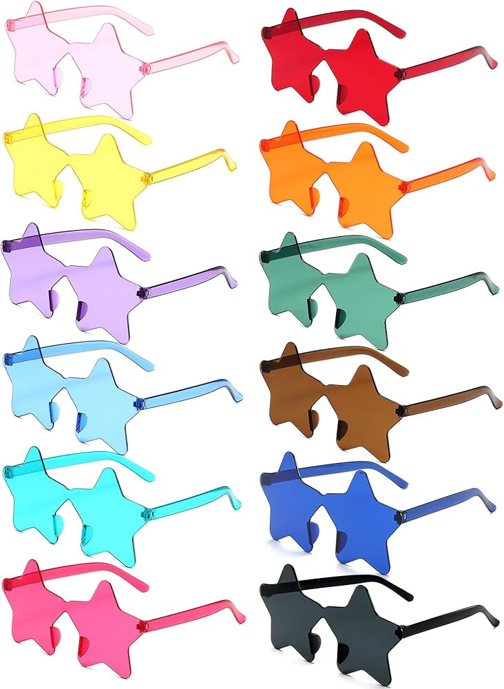 12/26/36 Pairs Rimless Star Shaped Sunglasses Transparent Glasses Bulk Fun Sunglasses for Party F... | Amazon (US)
