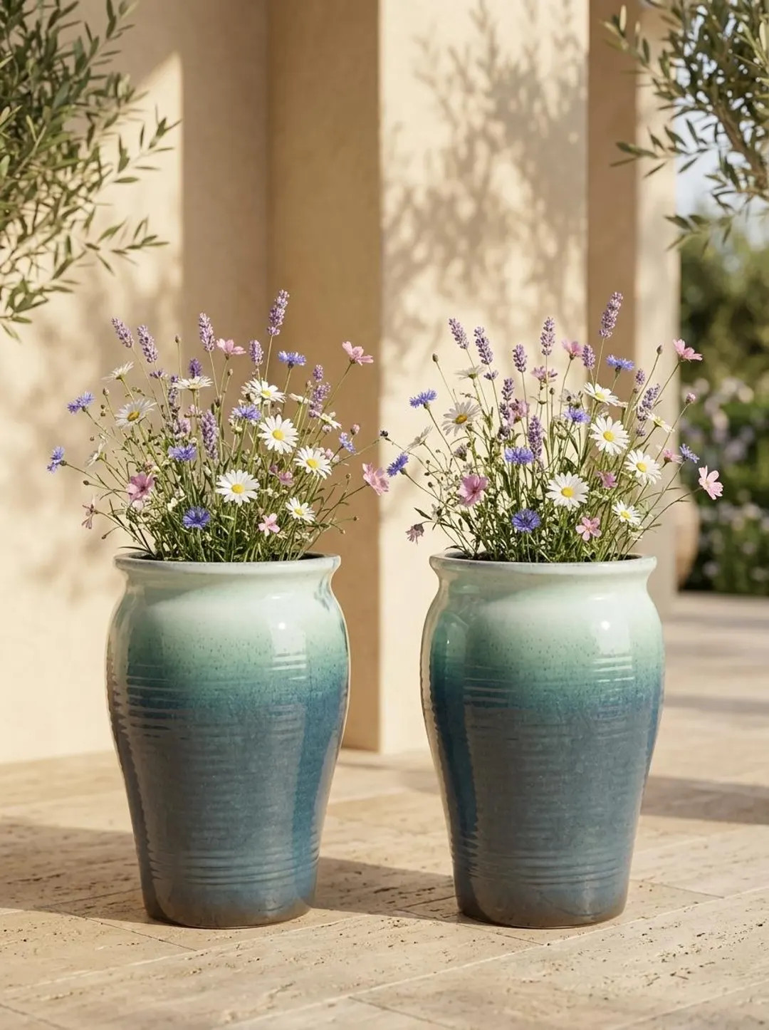 Tall Outdoor Ceramic Planter Set of 2 | Etsy (Global)
