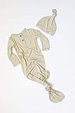 Sandstone Avenue Bamboo Knotted Gown and Hat for Newborn Baby Sand Tan | Amazon (US)