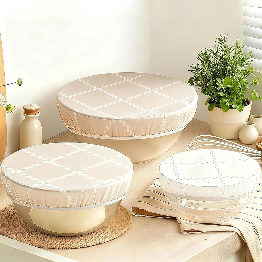 100% Cotton Beeswax Bowl Covers 8 10 12" 3 Pcs for Bread Proofing | Amazon (US)