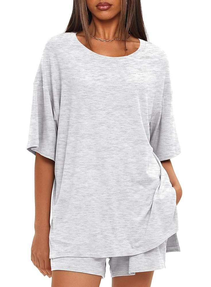 Darong Women's Two Piece Loungewear Set Summer Casual Boxy Shirts Drawstring Shorts Matching Airp... | Amazon (US)