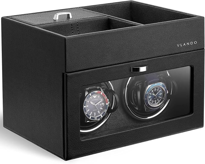 Vlando Automatic Double Watch Winder - Watch Winder Box with Men Jewelry Organizer Tray, Japanese... | Amazon (US)