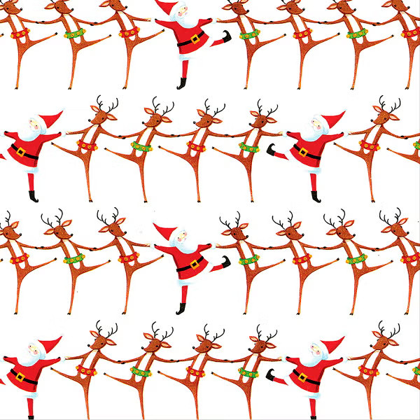 Caspari Santa's Kickline Wrapping Paper | The Container Store