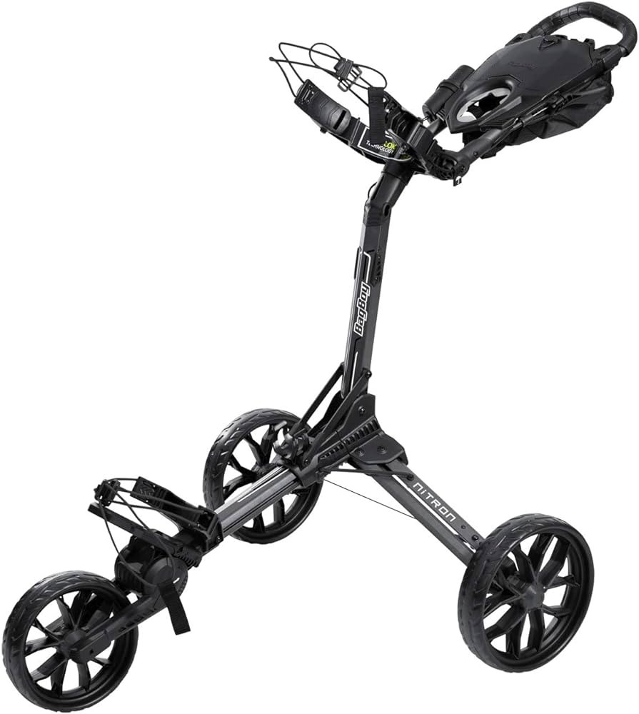 Bag Boy Nitron 3 Wheel Golf Push Cart, Easy 1 Step Open and Fold, Scorecard Console, Beverage Hol... | Amazon (US)