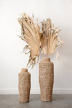 Creative Co-Op 22" H Handwoven Water Hyacinth & Rattan Floor Vase, Beige | Amazon (US)