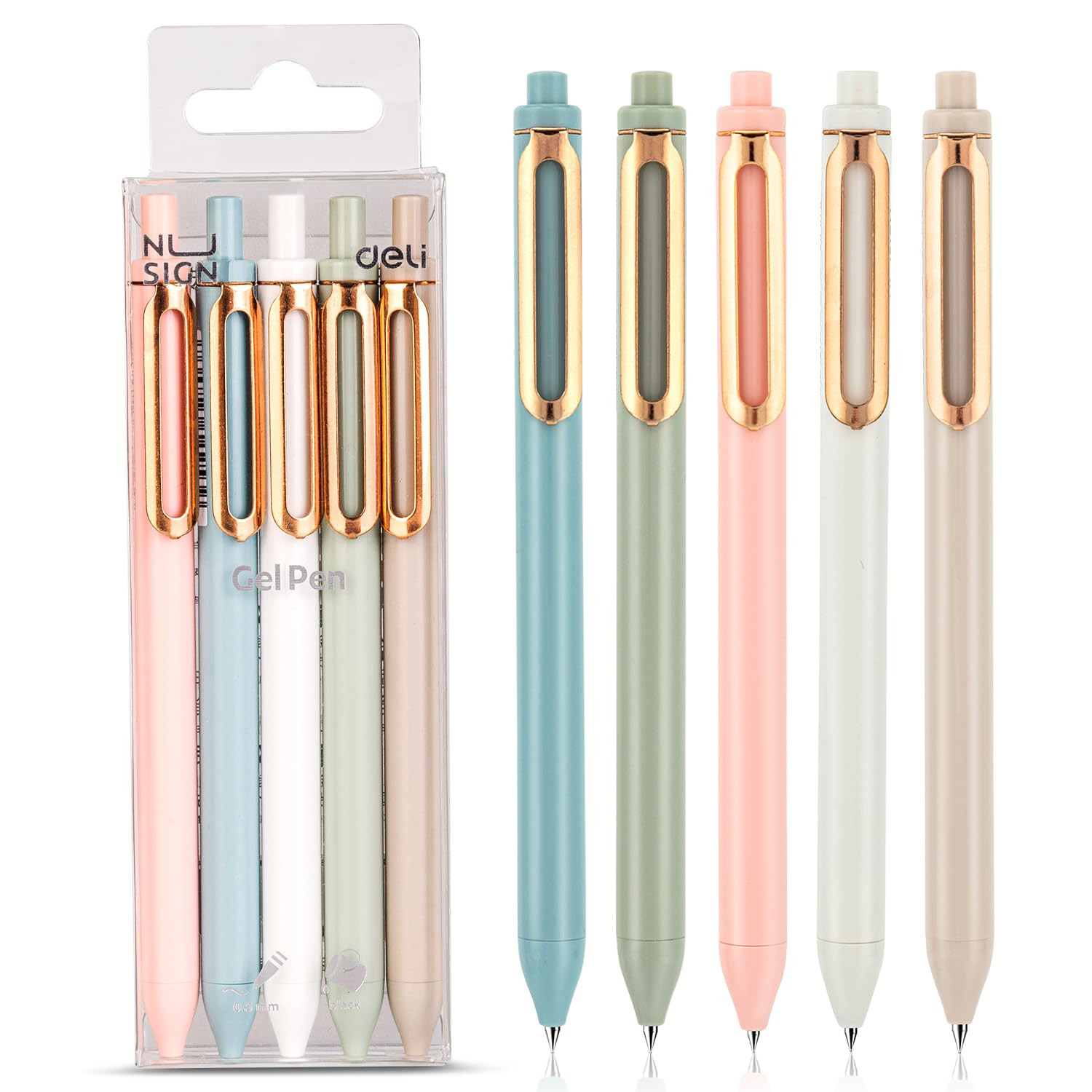 Gel Pens, 5 Pcs 0.5mm Retractable Quick Dry Black Ink Fine Point Rolling Ball Gel Pen, Smooth Wri... | Amazon (US)