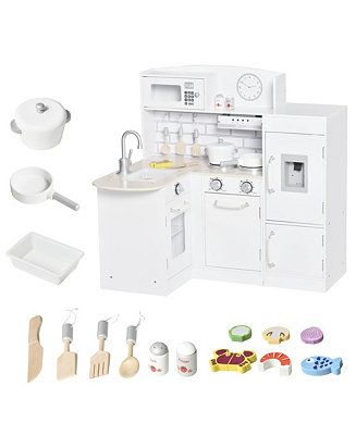 Childrens Cooking Kitchen w/ Microwave, Fridge, & Cabinets, White | Macys (US)