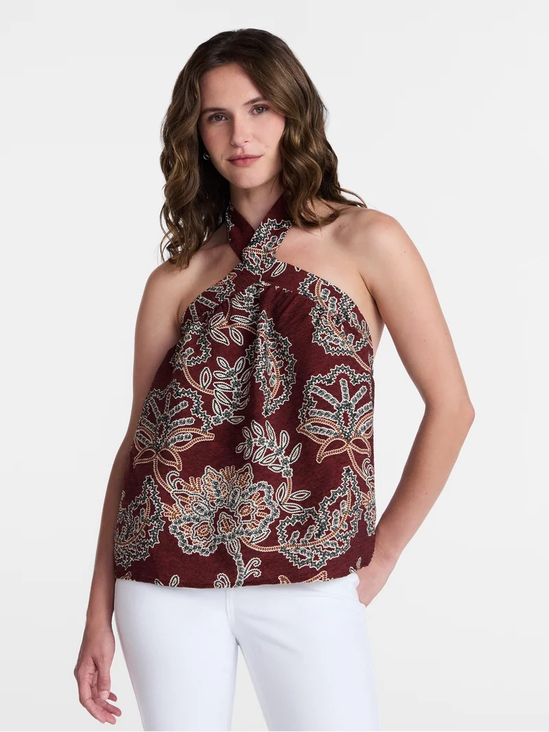 Time and Tru Women's Print Halter Top, Sizes XS-XXXL | Walmart (US)