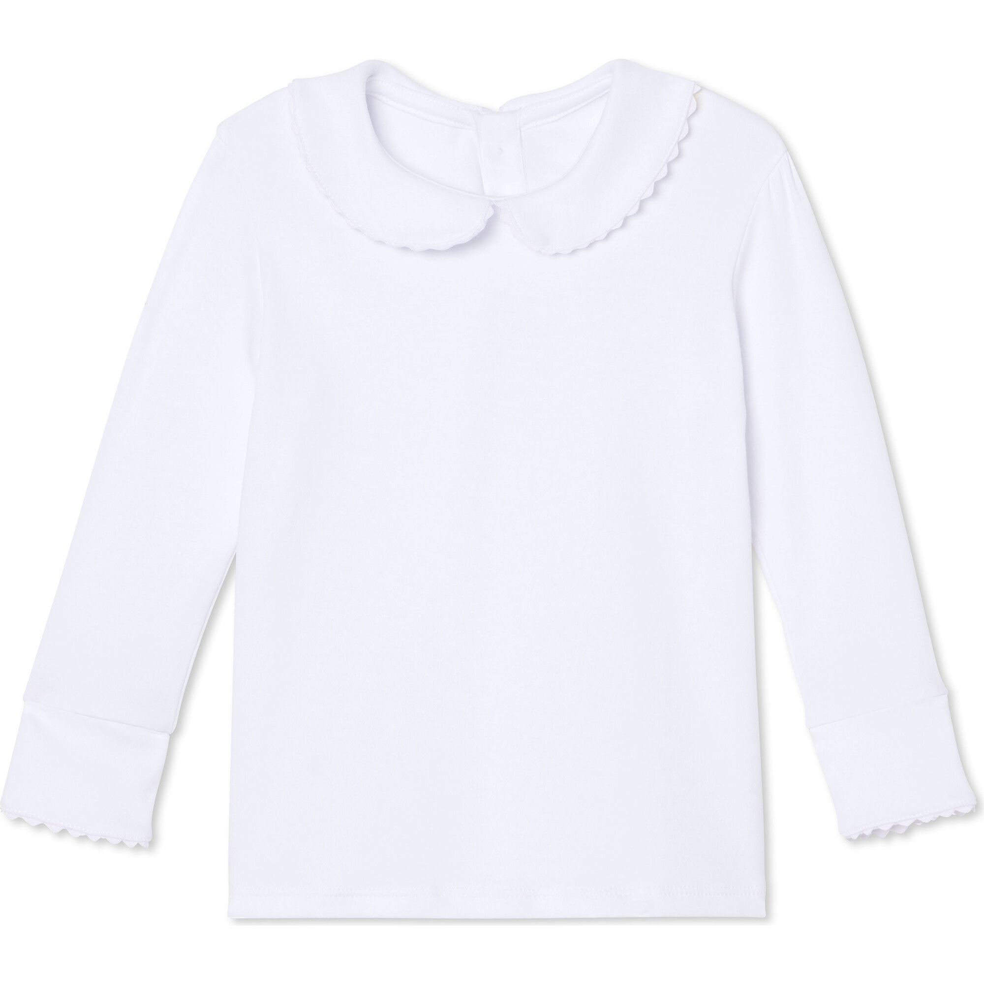 Long Sleeve Isabelle Peter Pan Top, Bright White with Bright White Ric Rac | Maisonette