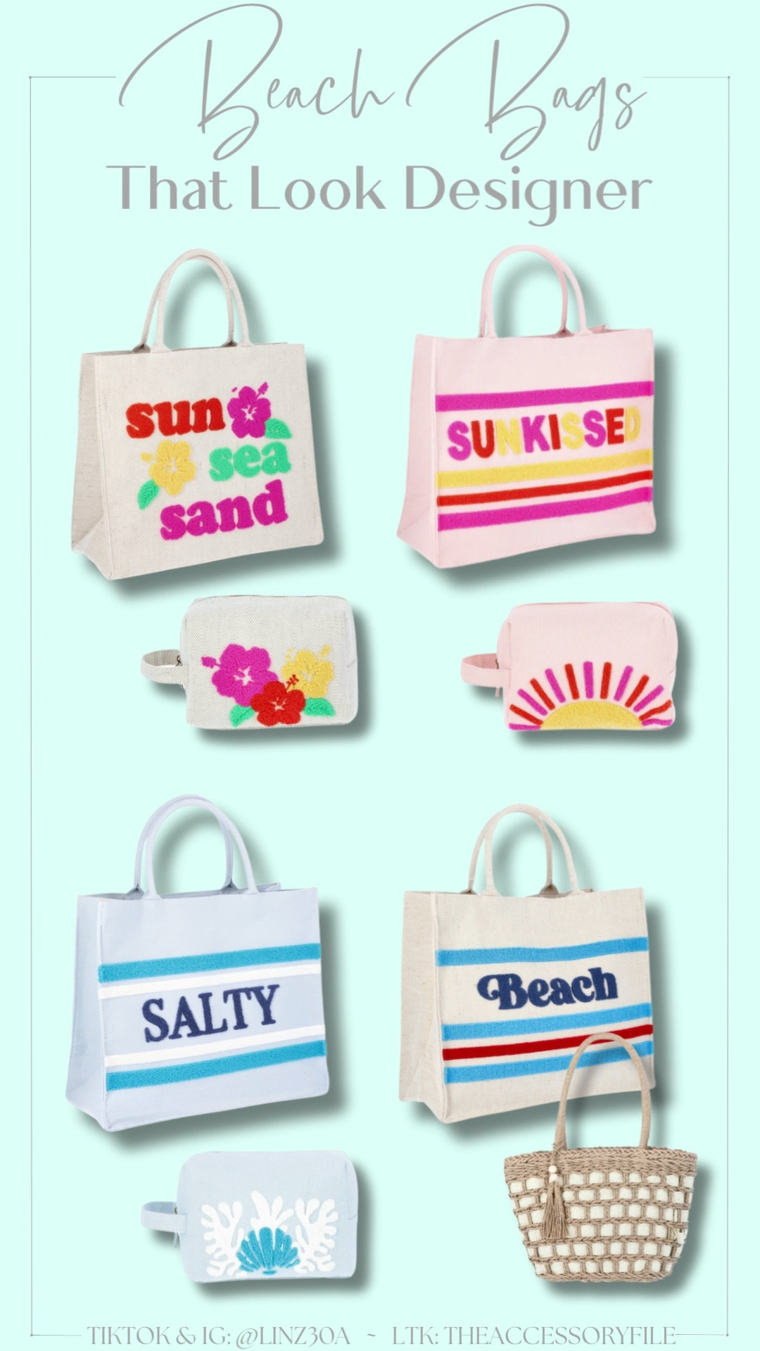 Affordable, adorable beach bags and totes with matching pouches. 

Summer fashion, summer handbags, beach tote, beach bag, resort wear, spring break outfit, spring outfit, spring fashion, summer outfit, beach attire 

#LTKSwim #LTKItBag #LTKFindsUnder50