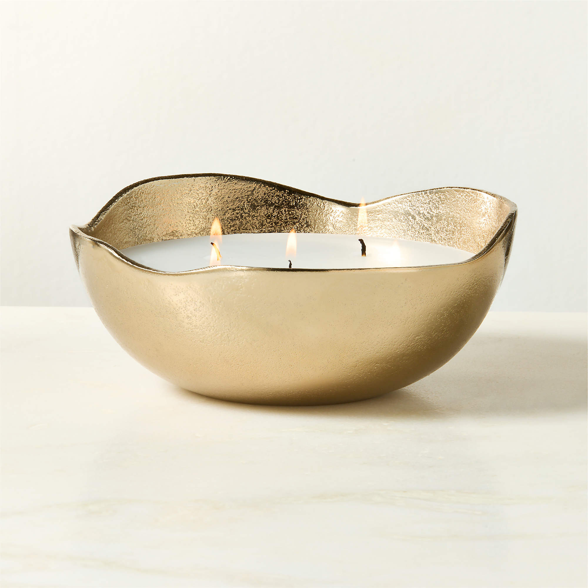 Huron Gold Cast Aluminum Unscented Candle Bowl 26.4oz | CB2 | CB2