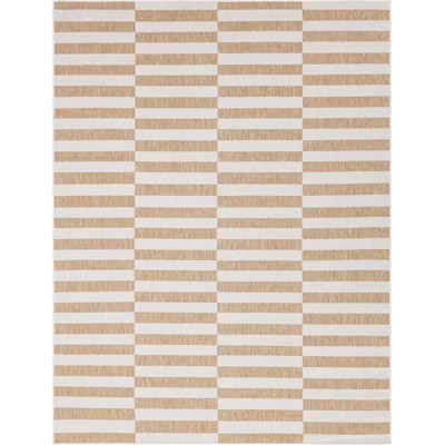 Robinson Striped Indoor / Outdoor Area Rug in Taupe/Ivory | Wayfair North America