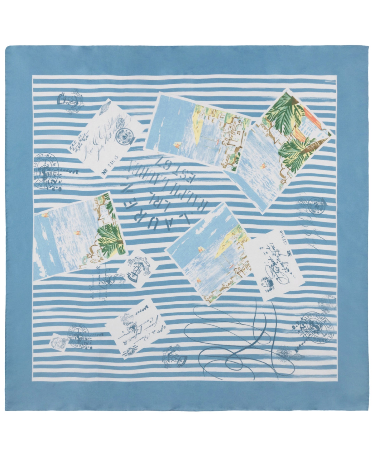 Lauren Ralph Lauren Summer Postcard Conversational Scarf - Blue Note | Macy's