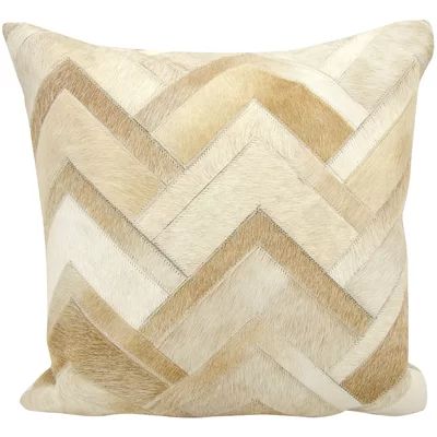 Natural Leather Hide Throw Pillow Color: Beige | Wayfair North America