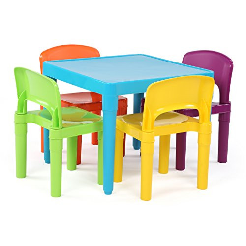 Humble Crew, Blue Table & Red/Green/Yellow/Purple Kids Lightweight Plastic Table and 4 Chairs Set... | Amazon (US)
