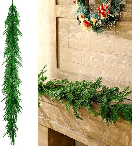 Christmas Real Touch Norfolk Pine Garland Artificial Pine Greenery Garlands Faux Christmas Norfol... | Amazon (US)