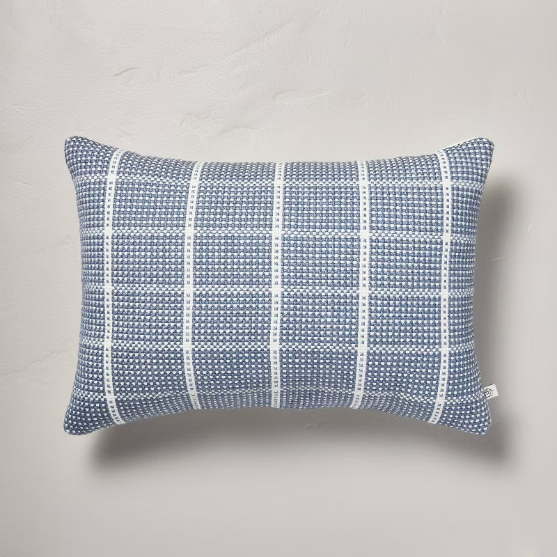 Textured Grid Lines Indoor/Outdoor Throw Pillow - Hearth & Hand™ with Magnolia | Target