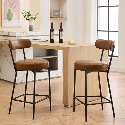 Swivel Bar Stools Set of 2, 30 Inch Upholstered Barstools with Sturdy Metal Base, Comfortable Cushioned Seat and Backrest for Kitchen, Dining Room | Target