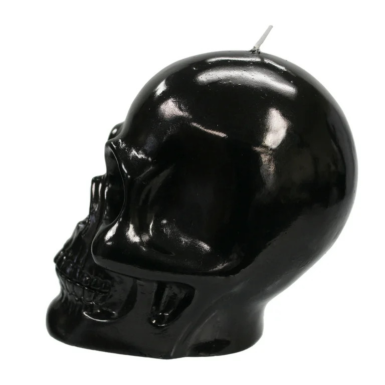 Mainstays Unscented Halloween Skull Figural Candle, 4.5 inches, Black | Walmart (US)