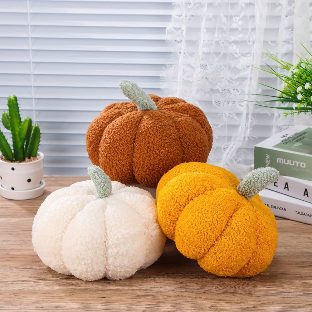 Namalu 3 Pcs Pumpkin Pillows 3D Pumpkin Throw Pillows Cushion Plush Soft Pumpkin Sofa Pillows Stu... | Amazon (US)
