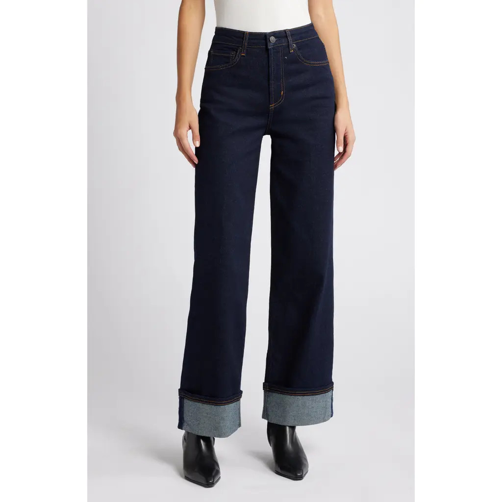 Rails Getty High Waist Cuffed Wide Leg Jeans in Midnight Blues Cuffed at Nordstrom, Size 25 | Nordstrom