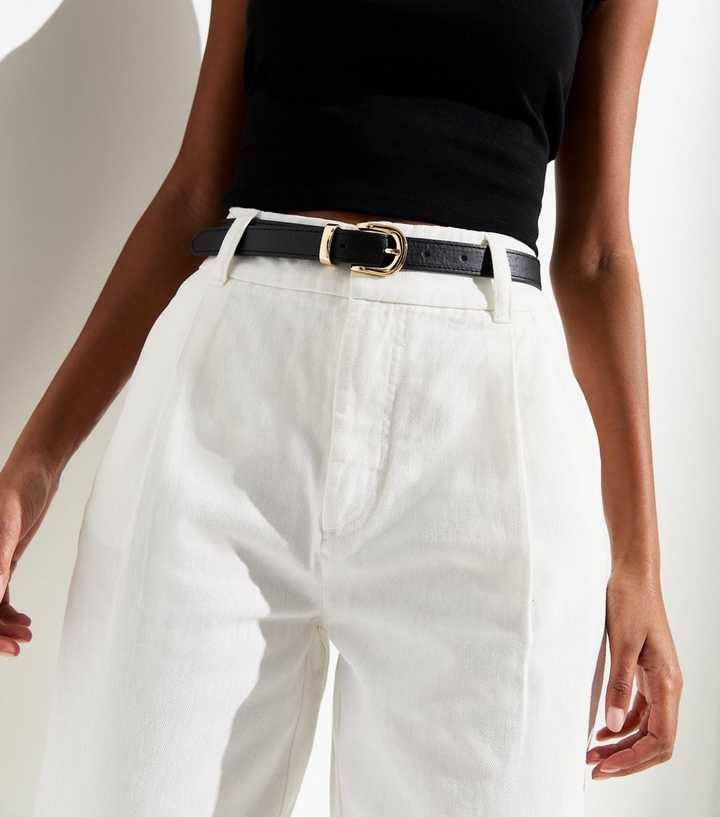 Off White High Waist Tapered Cotton Trousers
						
						Add to Saved Items
						Remove from Sa... | New Look (UK)