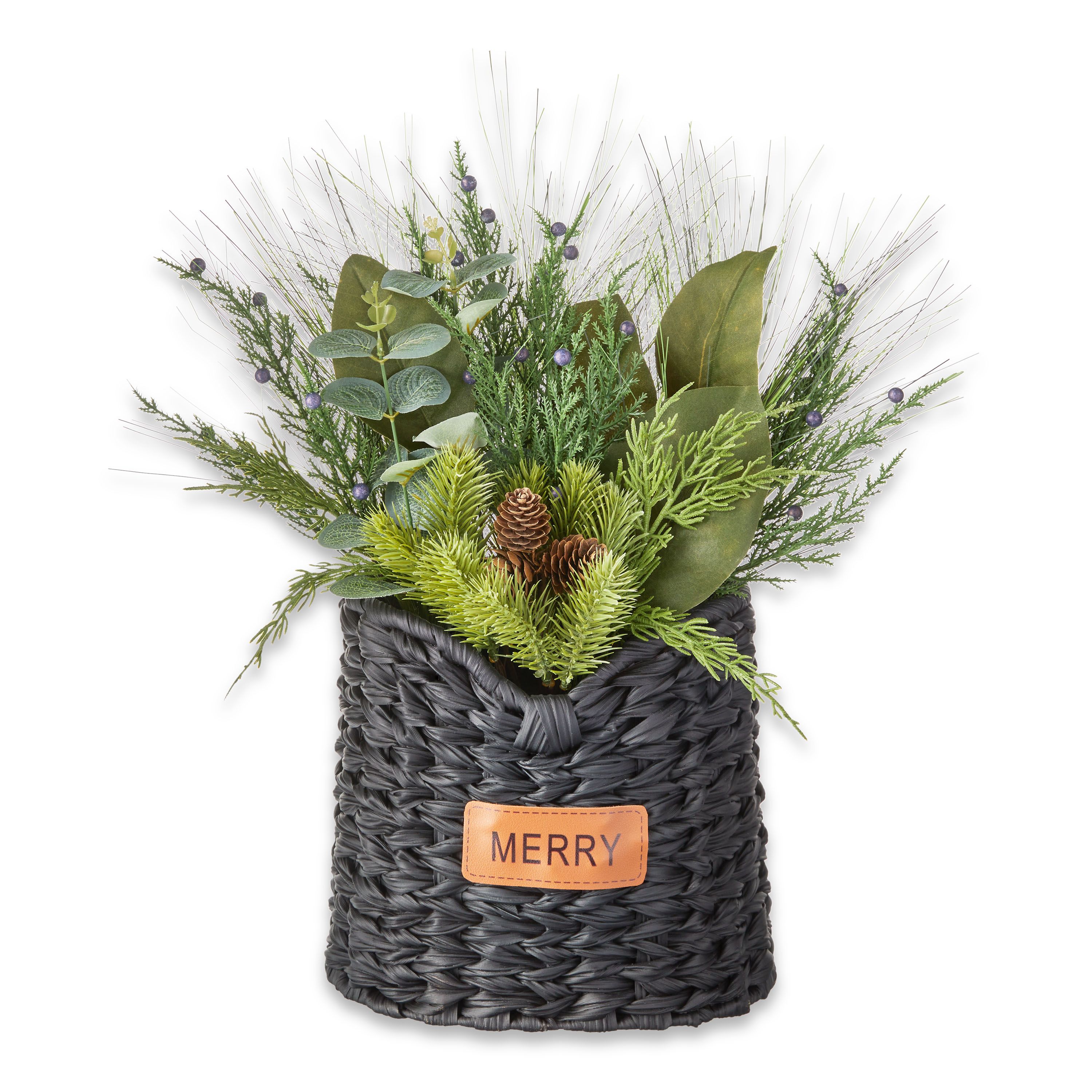 Holiday Time Simple Season Potted Plant, Merry Sign,16in - Walmart.com | Walmart (US)