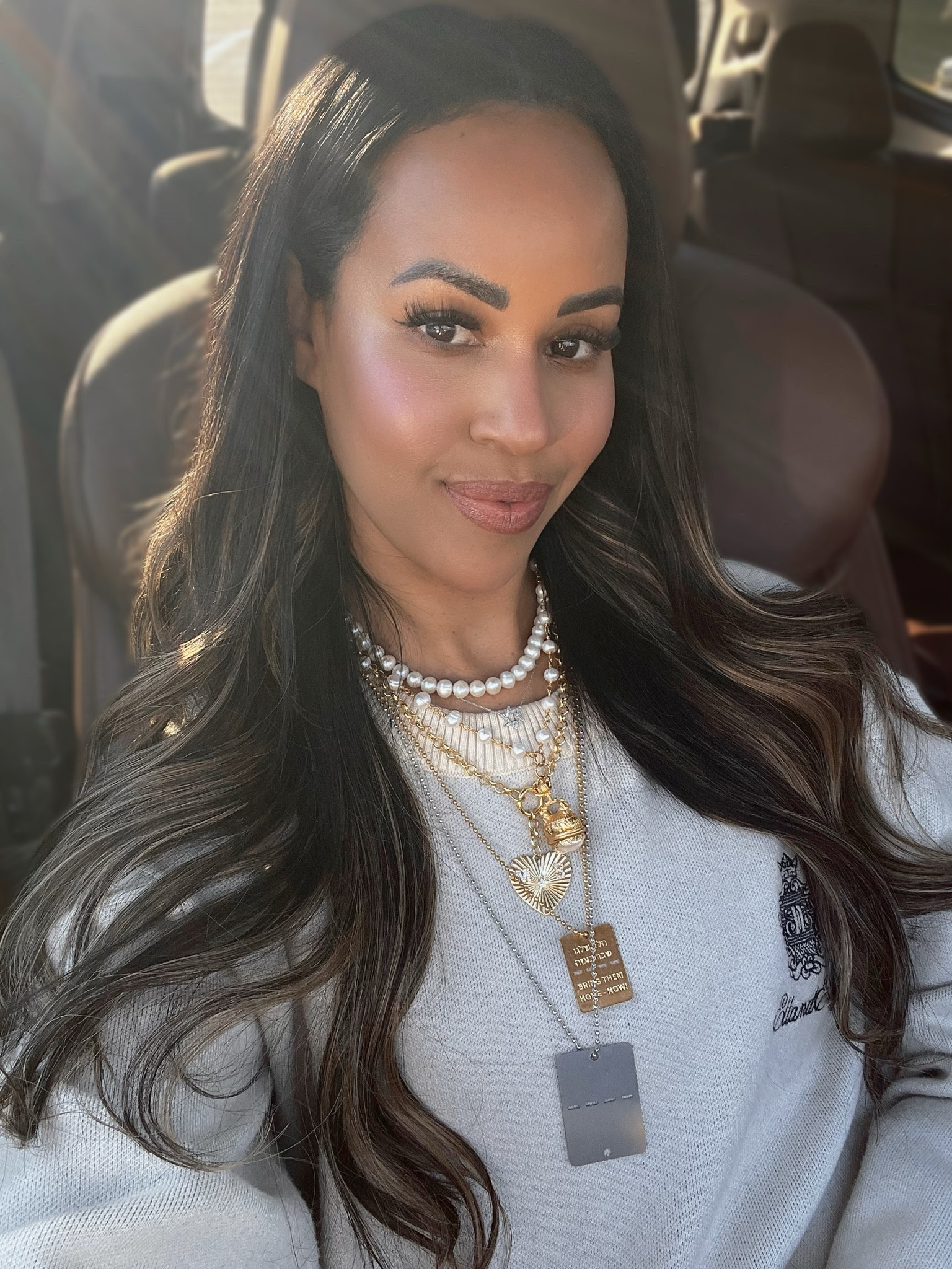 Jewels of the day. Linking my necklace stack. Bottom tag is from Bring Them Home Now foundation. 

Code RACH20 on my sequin jewelry Pearl necklace and anything else full price on their site. 

Code RACH10 on my sweater 

#LTKfindsunder100 #LTKover40