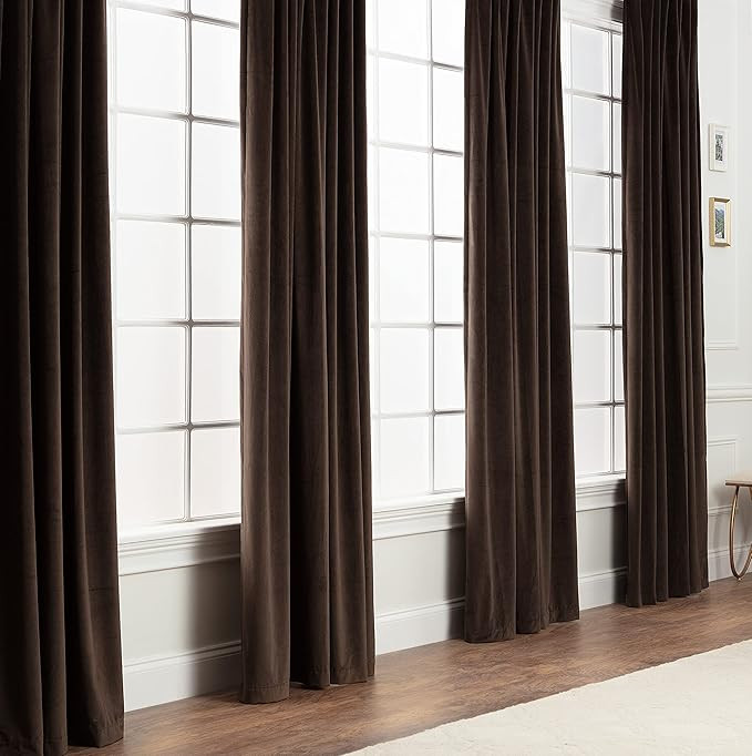 Chanasya Brown Velvet Curtains Panel Set 2 -Piece - Classy Partial Blackout Curtain Room Darkenin... | Amazon (US)