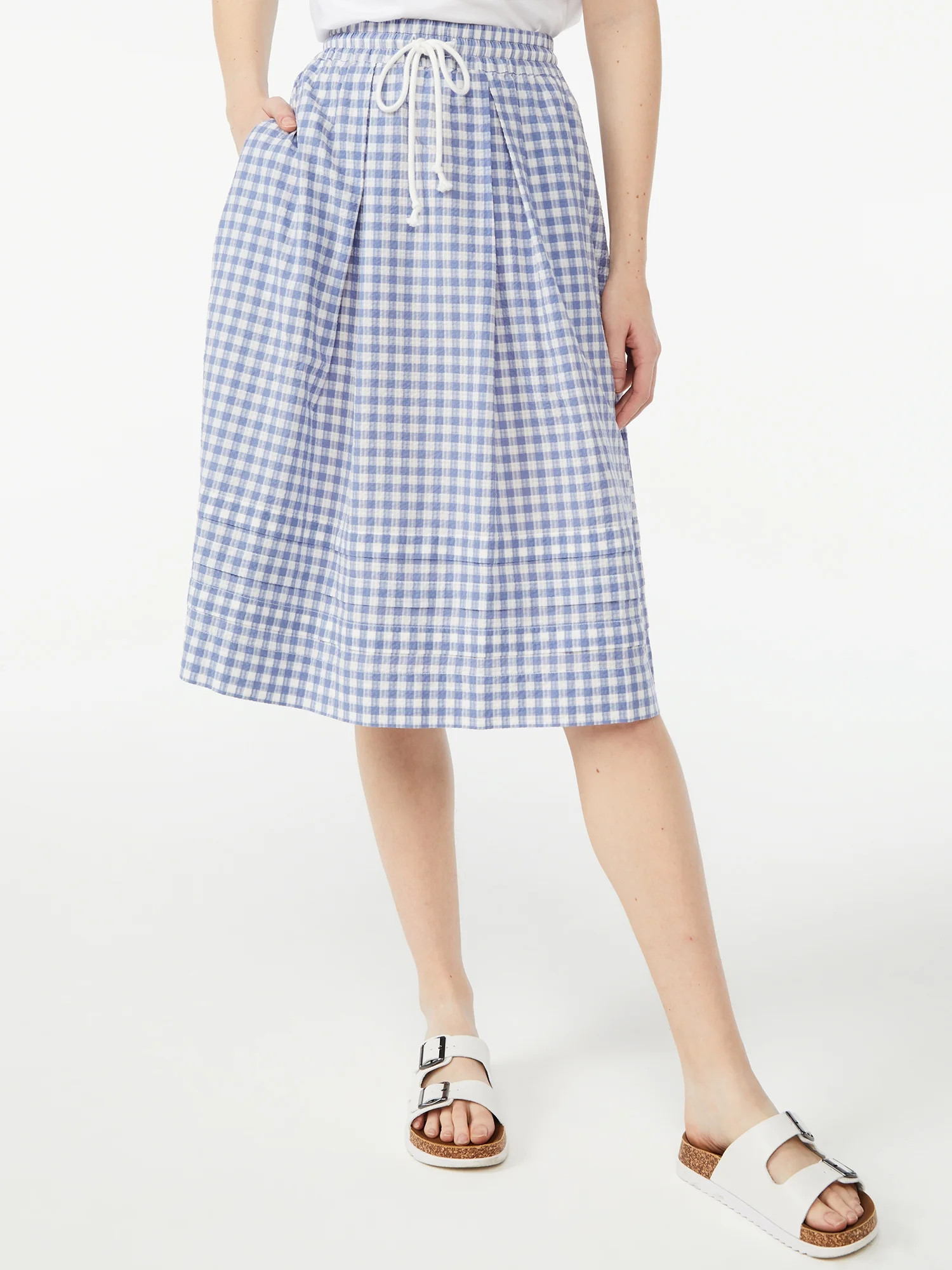 Free Assembly Women's Pull-On Pintuck Skirt with Drawstring Tie | Walmart (US)