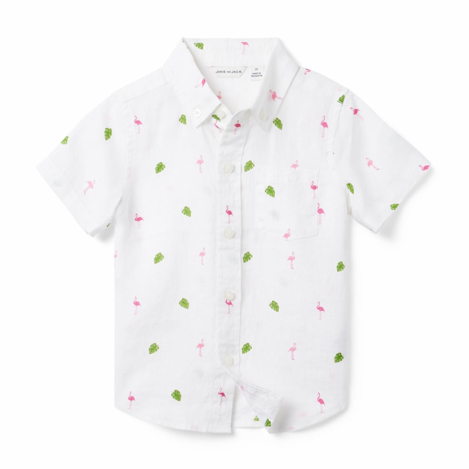The Flamingo Palm Linen Shirt | Janie and Jack