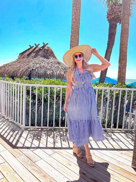 Striped midi spring dress, floppy straw hat, beach Vacay outfit


#LTKtravel #LTKSeasonal