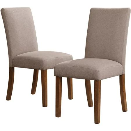 Dorel Living Linen Parsons Chair, Set of 2, Dark Pine with Gray Seats | Walmart (US)