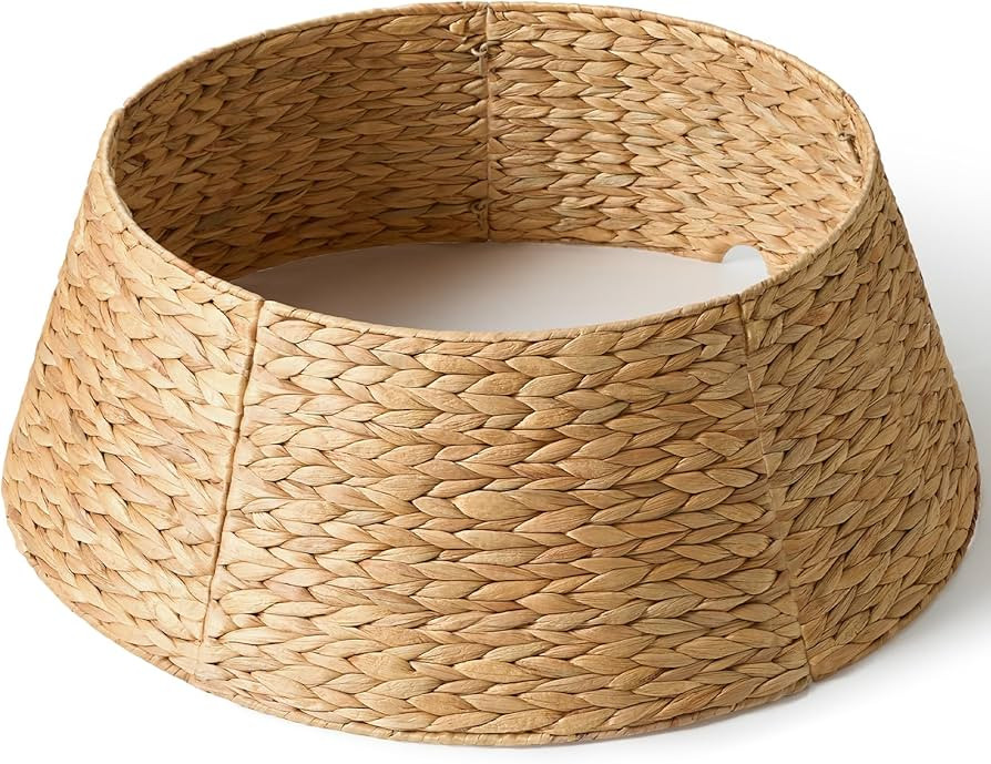 28in Christmas Tree Collar - Woven Hyacinth Tree Collars for Artificial Trees - Rattan Rustic Far... | Amazon (US)