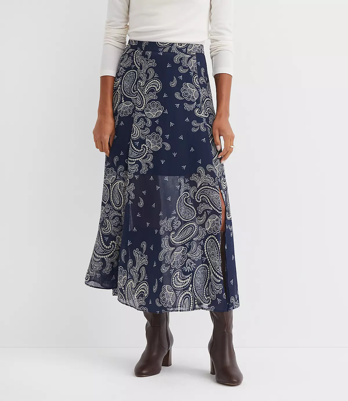 Paisley Chiffon Maxi Skirt | LOFT