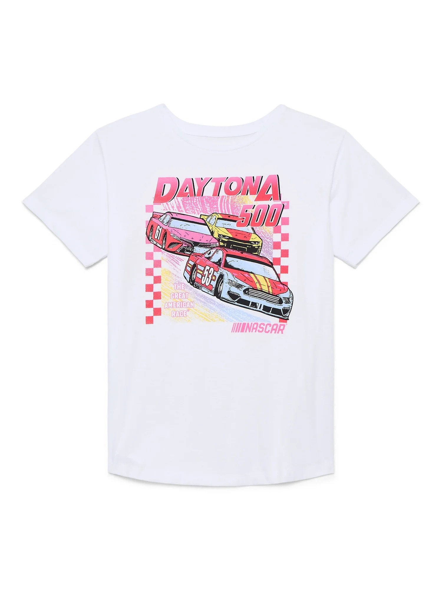 Wonder Nation Girls Nascar Pop Graphic T-Shirt with Short Sleeves, Sizes 4-18 - Walmart.com | Walmart (US)