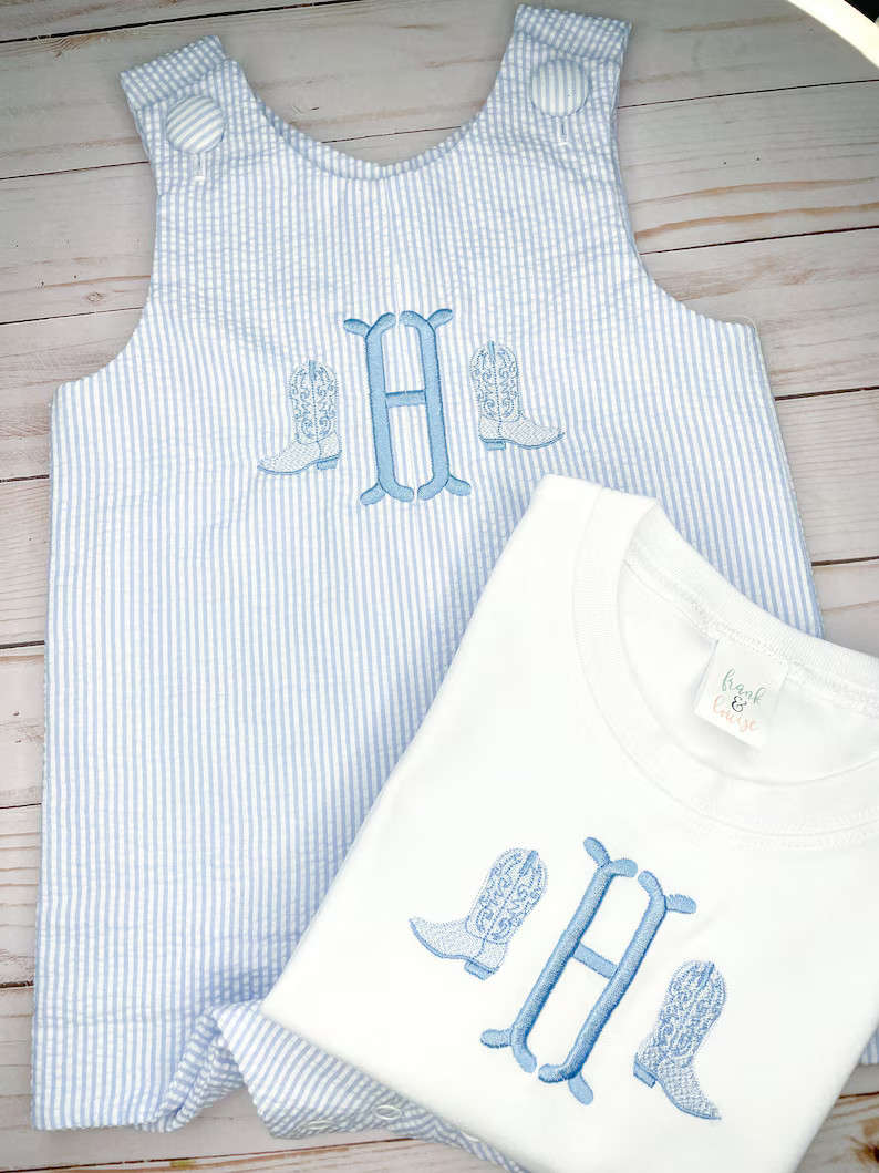 Cowboy Boots Monogram Outfit, Monogram Jon Jon, Cowboy Boots Embroidery, Cowboy Party Outfit, Rod... | Etsy (US)