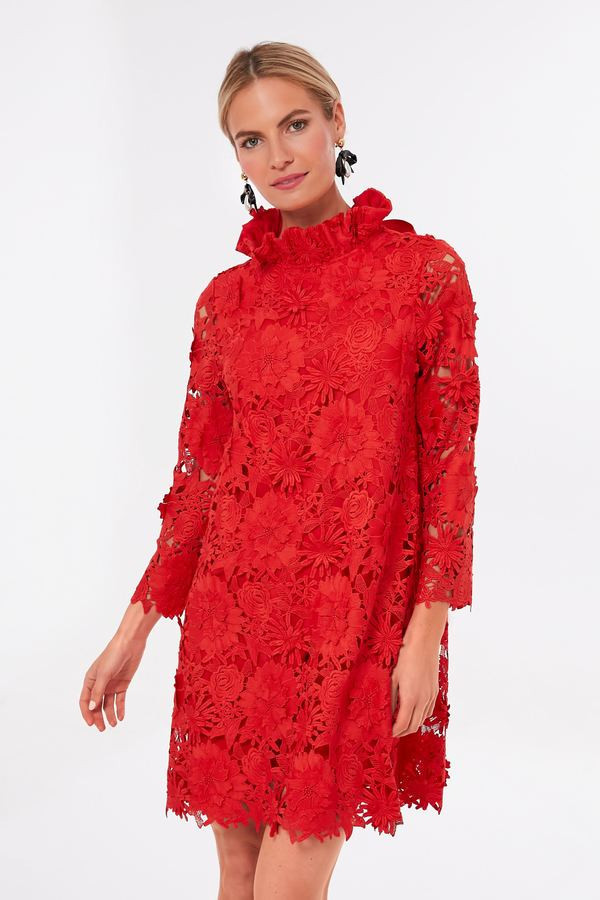 Red Guipure Lace Daphne Dress | Tuckernuck (US)