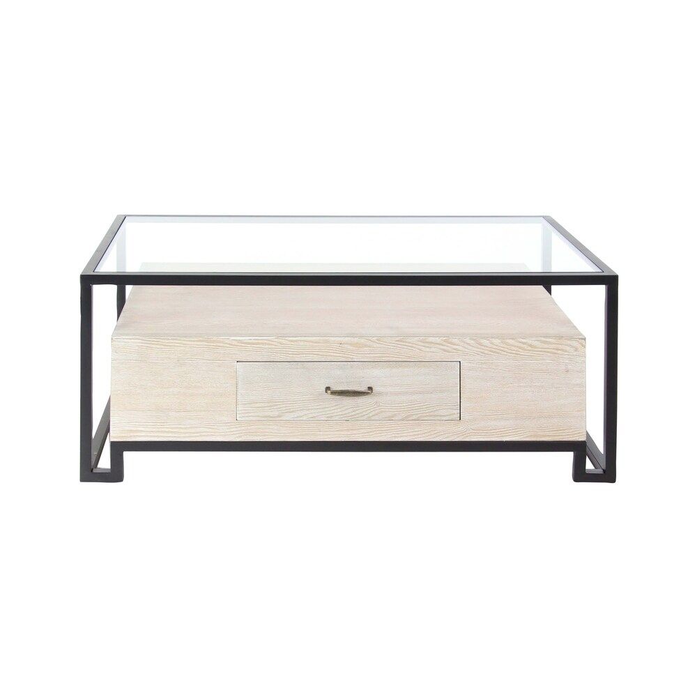 Modern Iron and Glass Coffee Table with Drawer | Bed Bath & Beyond