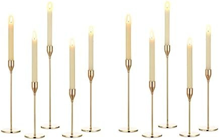 Romadedi Gold Candlestick Holders for Taper Candle - Tall Metal Candle Stick Holder Bundle for We... | Amazon (US)
