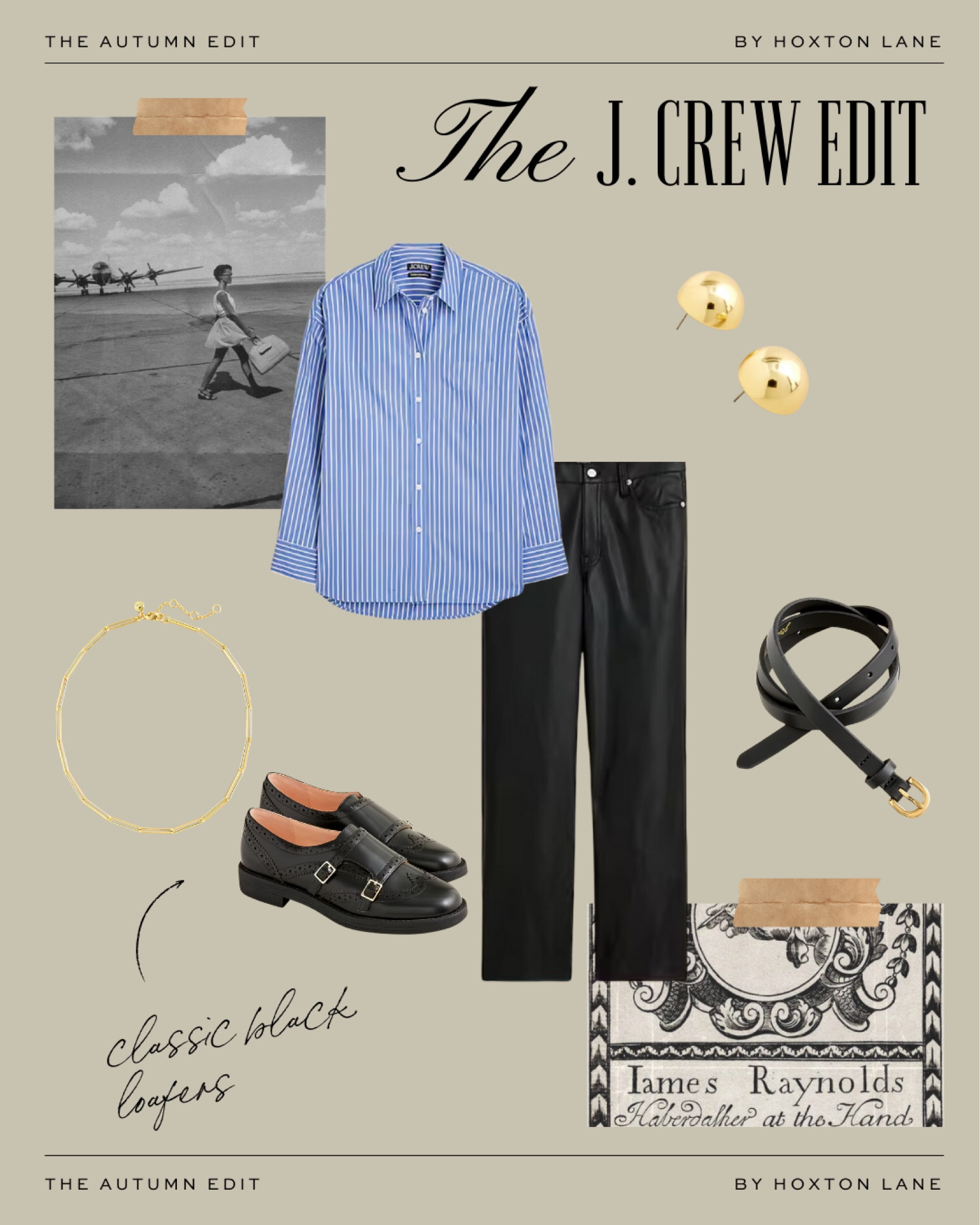 A perfect fall outfit for the studio, the office, any everywhere in between this autumn featuring some of our fave picks from the J. Crew sale - currently 40% off site wide! We love these black leather trousers paired with the blue striped button down, black loafers and gold jewelry 🖤 #LTKxjcrew #LTKfall #LTKautumn 

#LTKSaleAlert #LTKSeasonal #LTKWorkwear