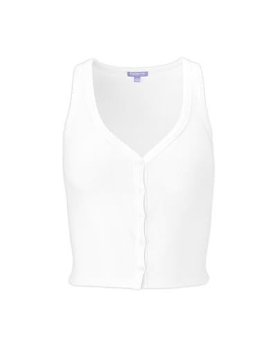florence by mills Womens Sweet Solstice Ribbed Button Down Tank White XX-Large | Amazon (US)