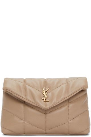 Beige Quilted Small Puffer Pouch | SSENSE