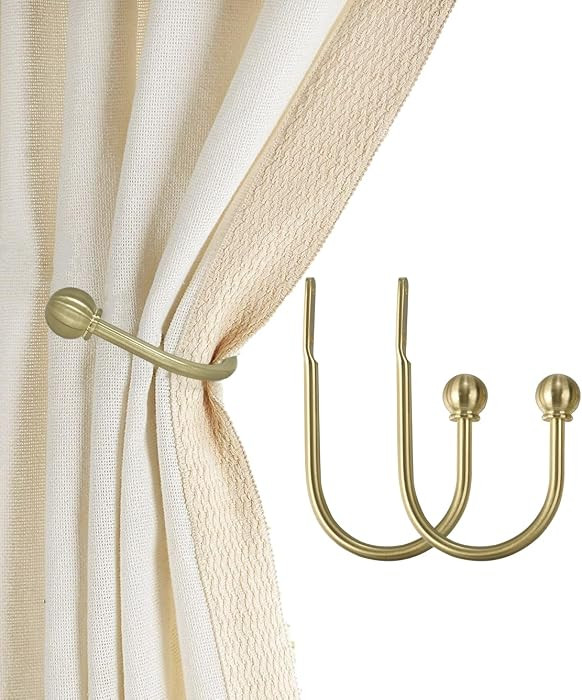 ARNORX Curtain Holdbacks, Hooks, 2 PCS\uff0cSolid Steel Hooks, Decorative French Ball End, Curtai... | Amazon (US)